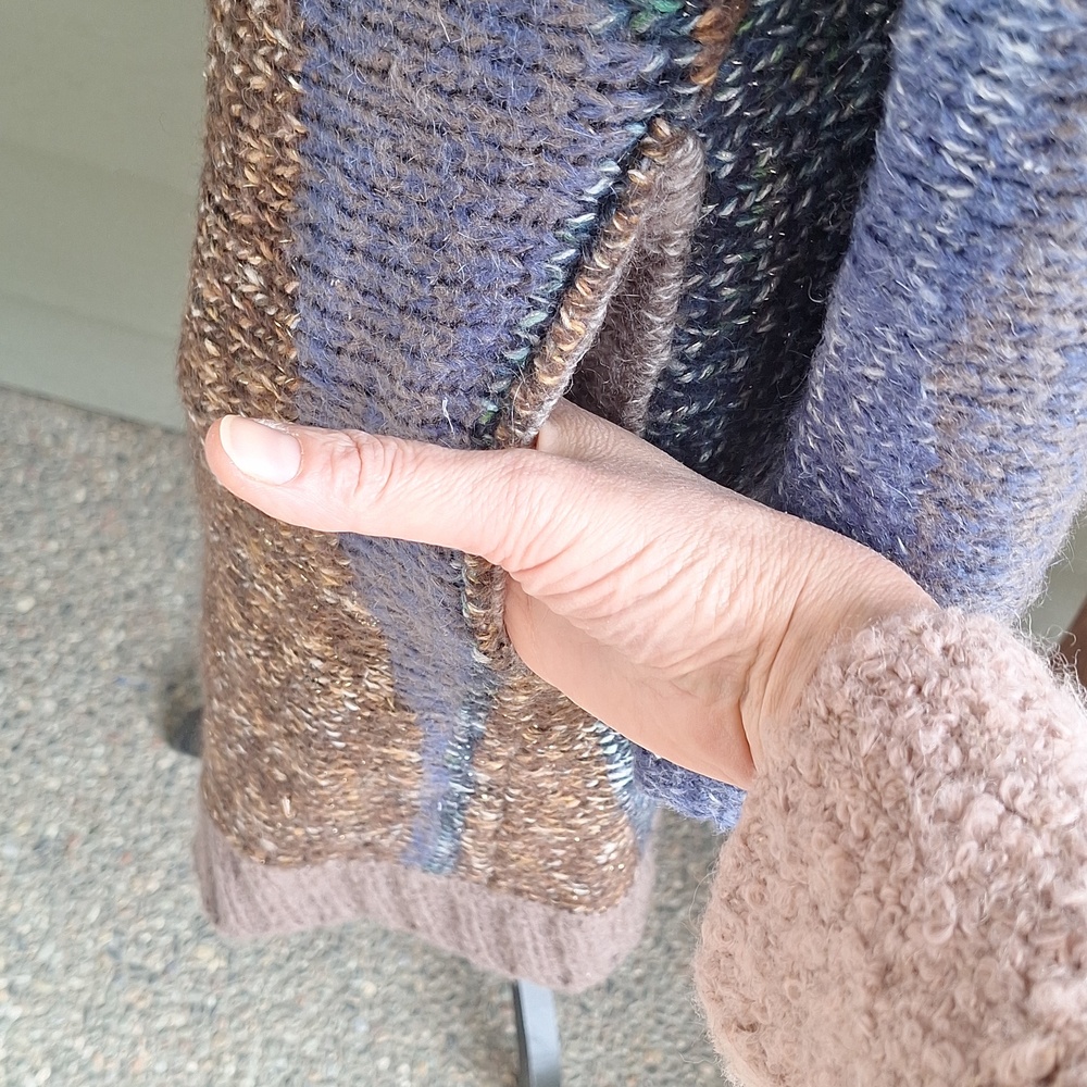 Zadig & Voltaire Deluxe Italian Wool Mohair Maxi Sweater Cardigan Blue Brown S - Picture 9 of 13